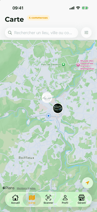 Capture d'écran de Carte du projet Fidee App - Erwan Decoster.