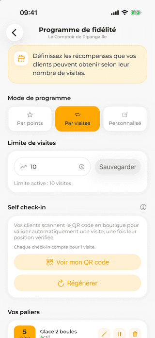 Capture d'écran de Programme de fidélité du projet Fidee App - Erwan Decoster.