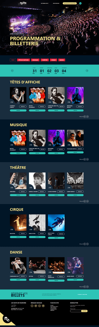 Capture d'écran de Programme et Billetterie du projet Les Nuits de Fourvière - Erwan Decoster.