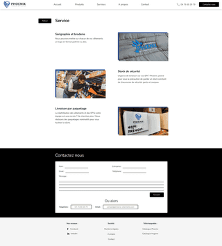 Capture d'écran de Services du projet Phoenix Vêtements et Protection - Erwan Decoster.