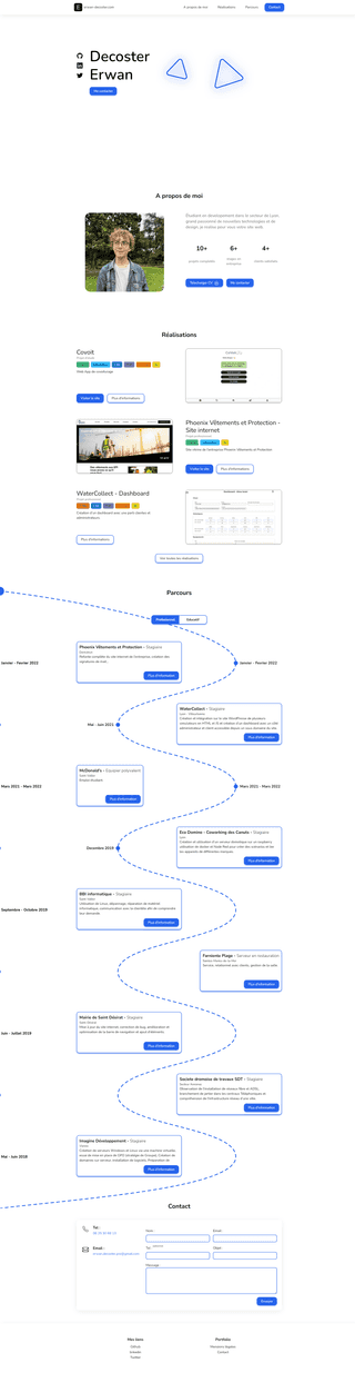 Capture d'écran de Acceuil du projet Portfolio 2022 - Erwan Decoster.