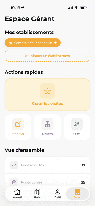 Capture d'écran de Gérant du projet Fidee App - Erwan Decoster.