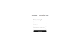Capture d'écran de Inscription du projet Notes - Erwan Decoster.
